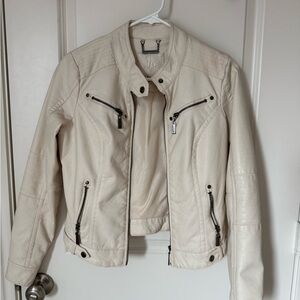 Ivory Faux Leather Jacket